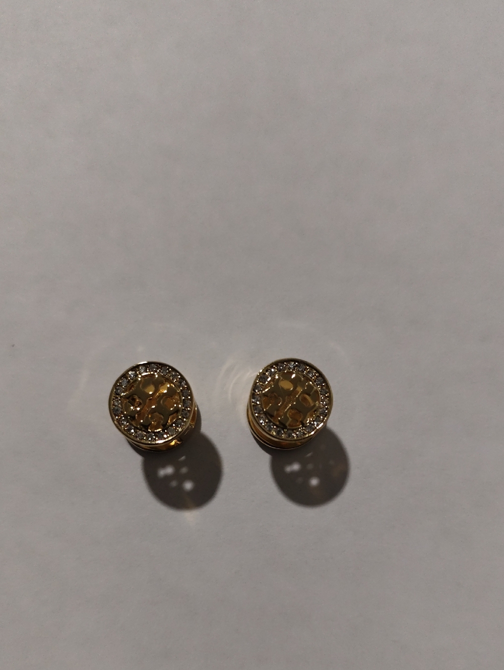 Tory Burch Gold-Tone Crystal Halo Round Stud Earrings